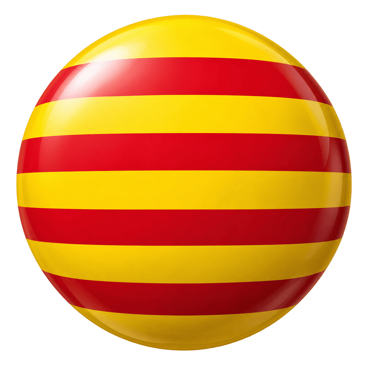 Una esfera amb ratlles vermelles i grogues que representen la bandera catalana.